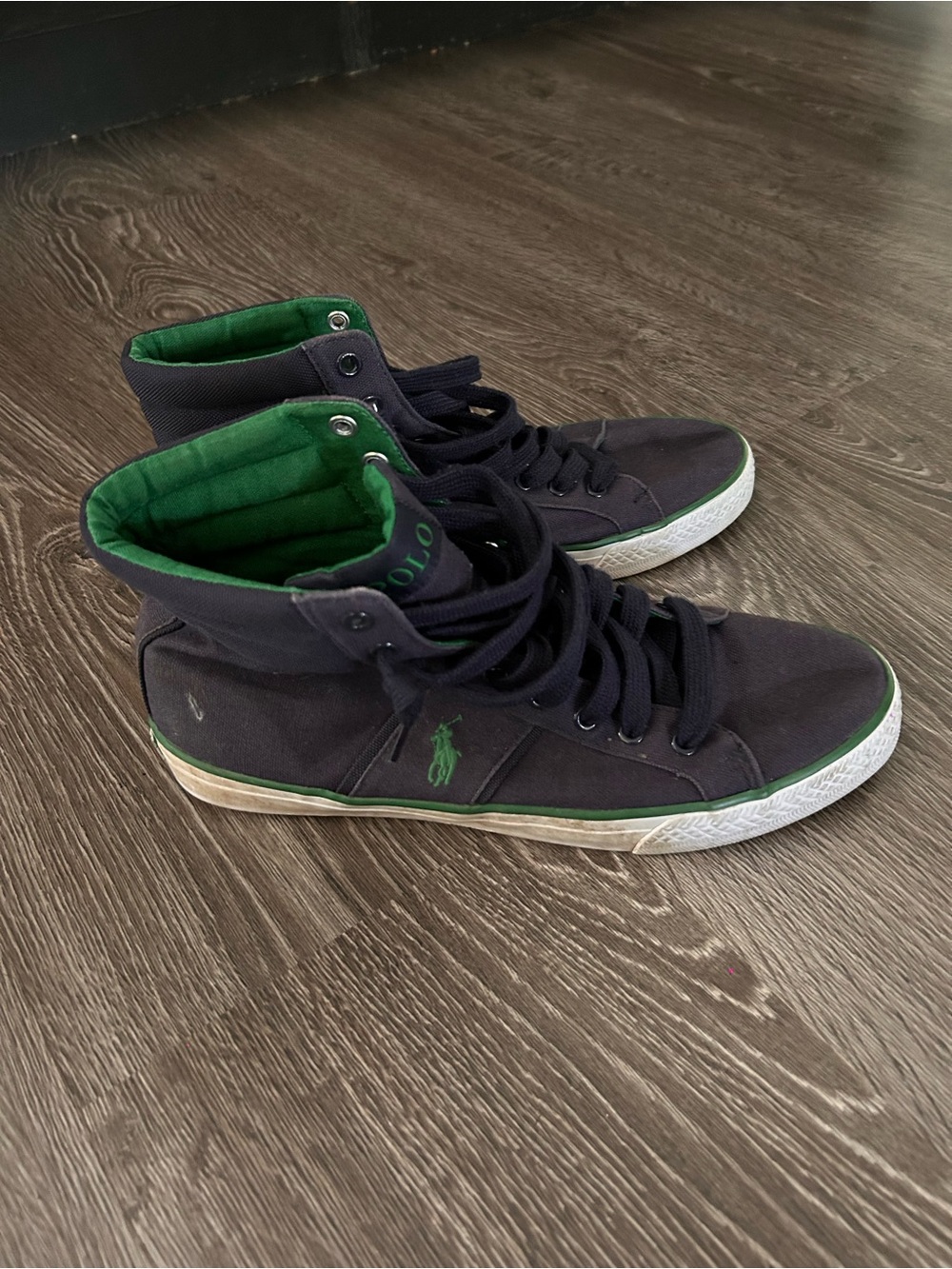 Polo by Ralph Lauren Navy High-Top Sneakers with Green Accents